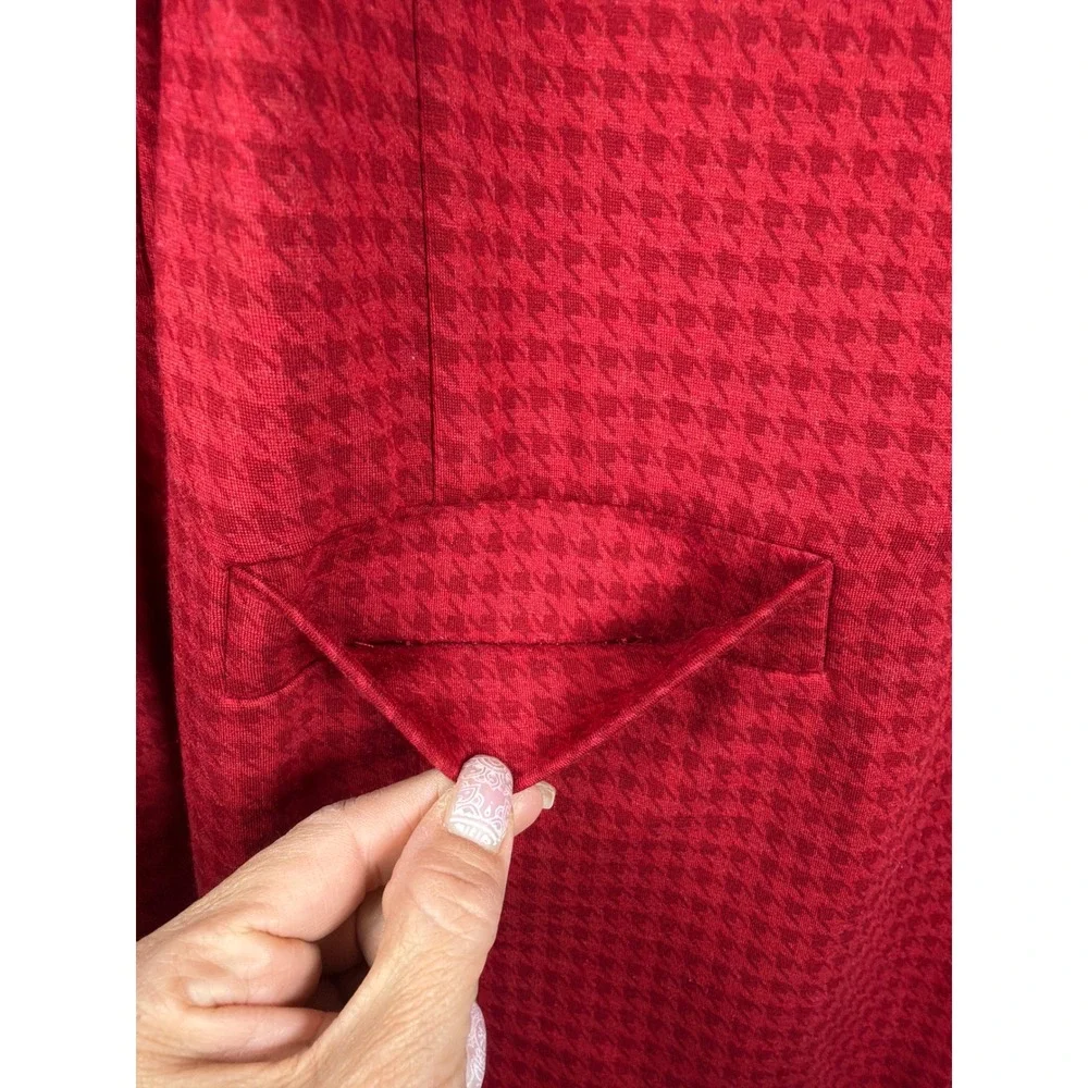 Cabi Red Houndstooth‎ Asymmetrical Button Jacket Blazer Size S
